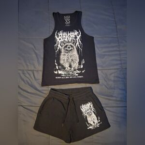 Black Graphic Tank and Shorts Set